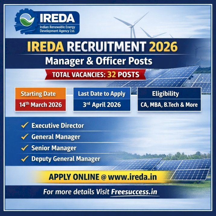 [3 April] IREDA Recruitment 2026 (Manager & Officer Posts)