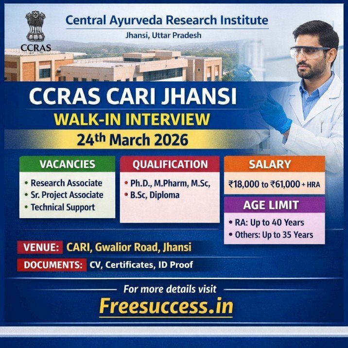 [Walk-in on 24 March] CCRAS CARI Jhansi Recruitment 2026